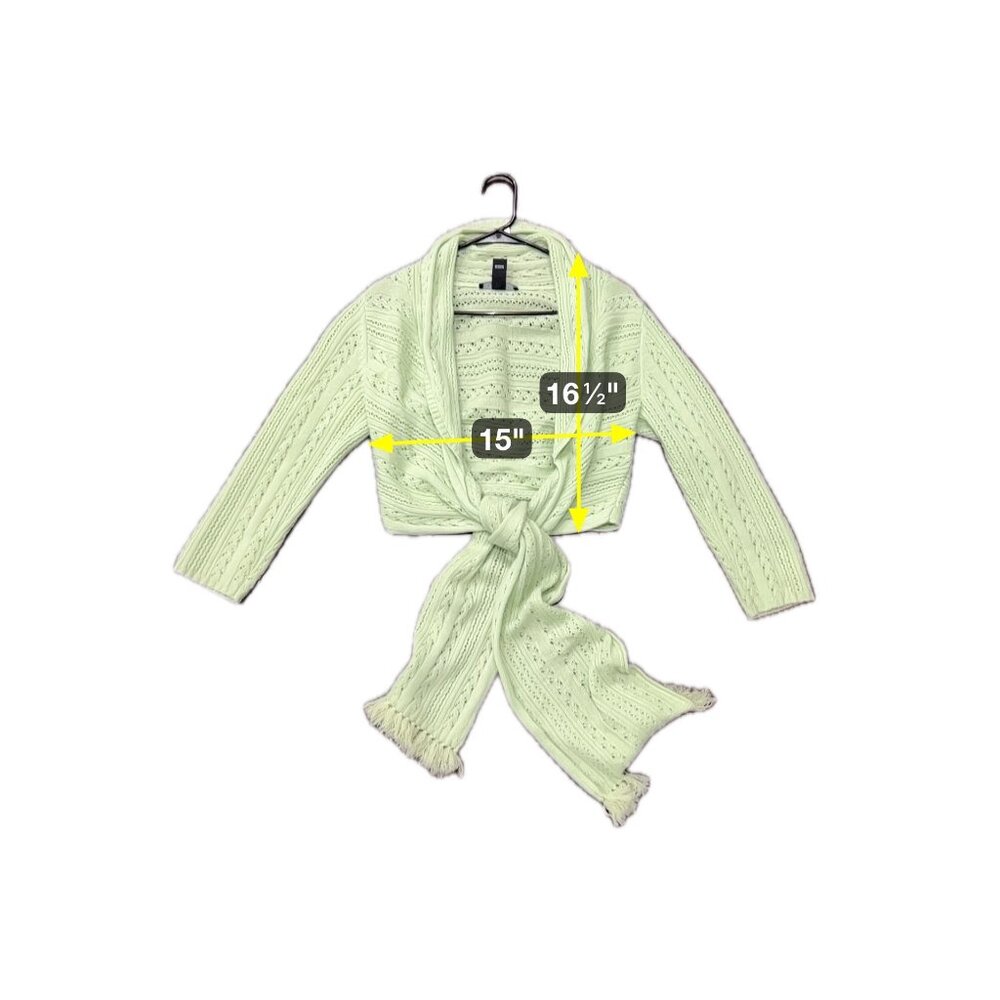 Laundry By Shelli Segal Cashmere Cardigan Wrap Sweater Green Sz Medium Tie Front - Picture 8 of 10
